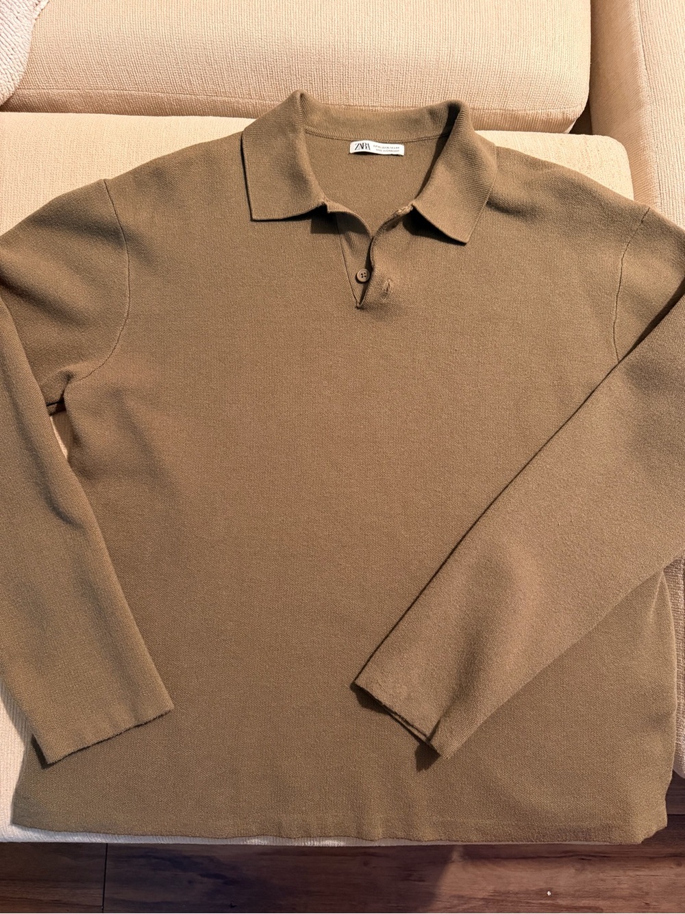 Zara Men’s Long Sleeve Polo in Olive